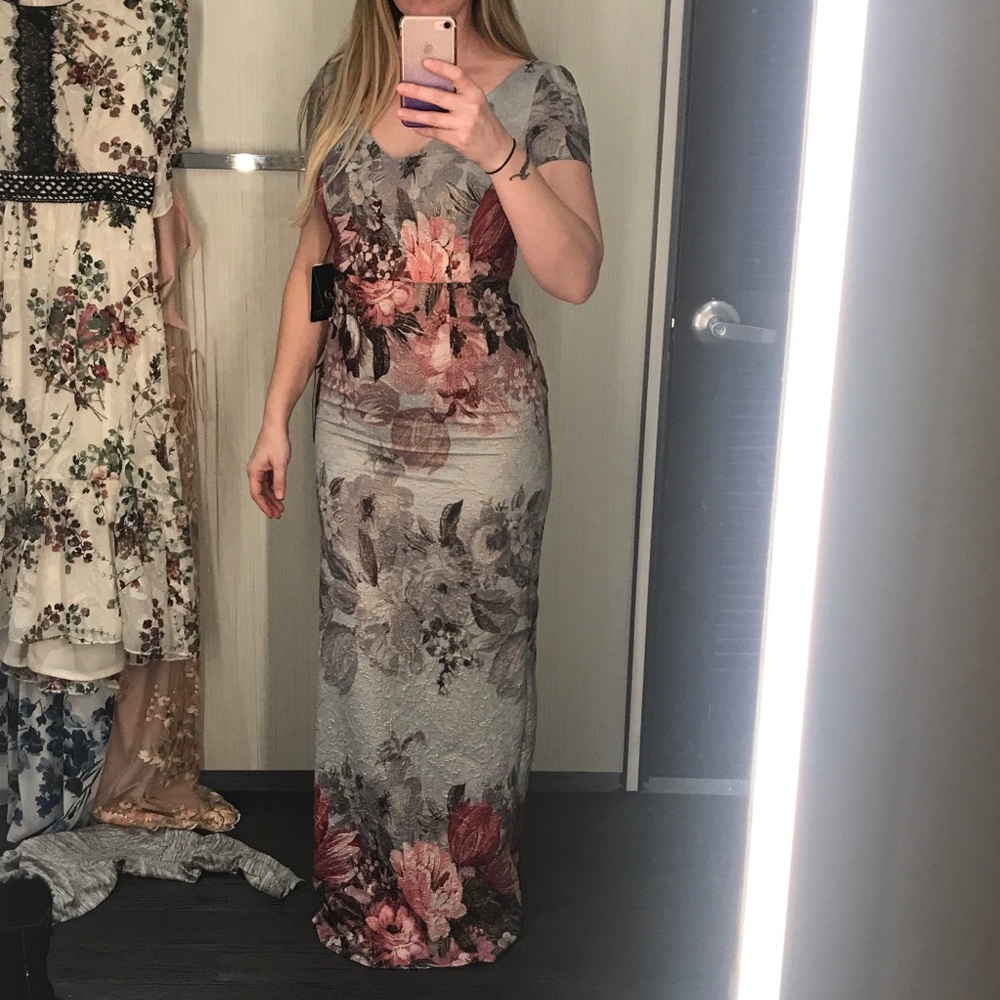 Long Metallic/Floral Dress